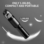 Handheld Car Vacuum Cleaner, Cordless Portable 20KPA Powerful Suction With LED Light, 2-in-1 Air Inflator, Low Noise Rechargeable Mini for Car Home Pet Office