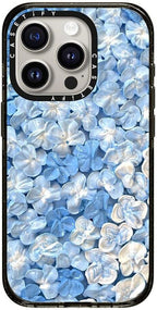 CASETiFY Impact Case for iPhone 15 Pro [8.2ft 4X Military Grade Drop Protection/Compatible with Magsafe] - Blue Hydrangea - Clear Black