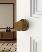 Asidrama 2 Pack Antique Brass Dummy Door Knob, Non-Turning Decorative Door Lever with Door Knobs for Closet, French Double Doors, Pantry & Interior Push/Pull Use