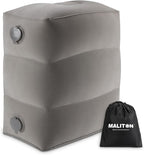 Maliton Inflatable Travel Foot Rest Pillow, Kids Airplane Bed, Adjustable Height Leg Pillow for Air Travel, Make a Flat Bed for Kids and Toddlers, Great for Airplane, Train, car（Grey, 1 Pack）