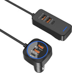 Car USB Charger Multi Port with 5.9FT Extension, QC3.0 76W Fast Charging Cigarette Lighter USB C Charger Adapter Multiple Ports for Mobile Phones and ipad