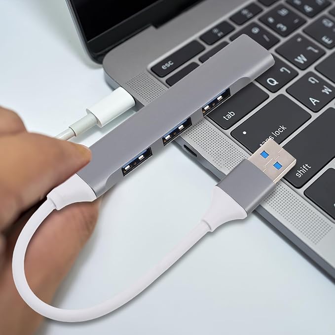 USB Hub Multi-Port Splitter for Laptop and Desktop USB Port Expander with Cable for Car and Gaming Devices Space Gray with Packaging Box