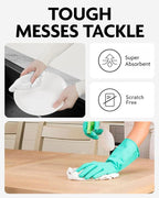 Fantasticlean Microfiber Cleaning Cloth Roll -75 Pack, Tear Away Microfiber Towels, 12" x 12", Reusable, Washable, Scratch Free, Ultra Absorbent Dishcloth for All-Around Cleaning Supplies (White)