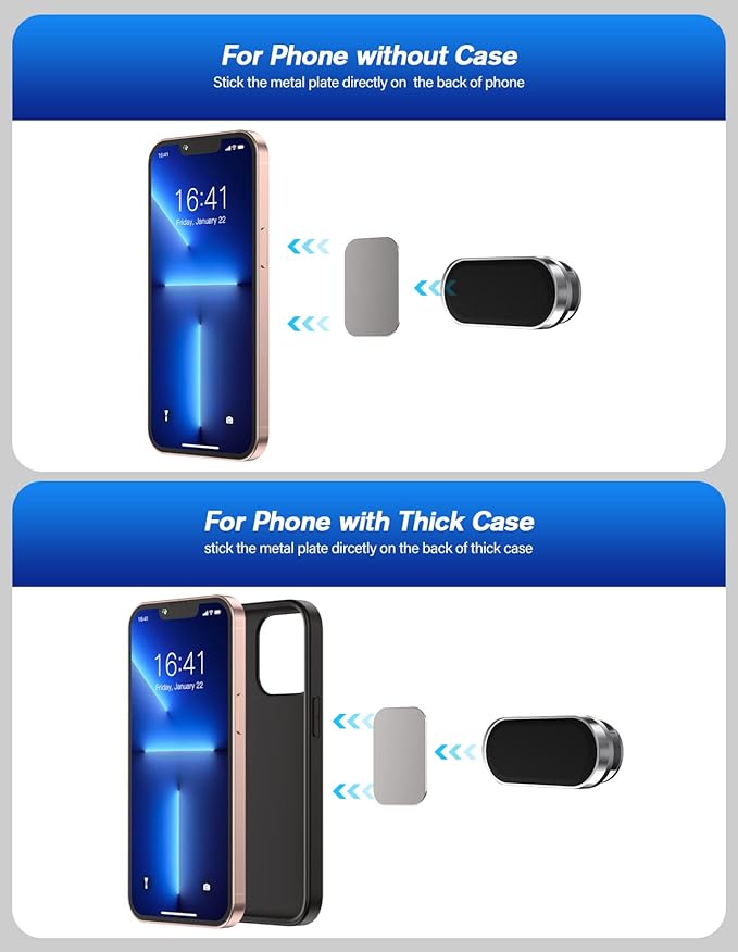 2 Pack Magnetic Phone Holder for Car, Upgrade Magnet - 360 Rotation and Easy Installation, Compatible with All Smartphones,Dashboard Car Phone Holder,Must be Used Together with Iron Sheets