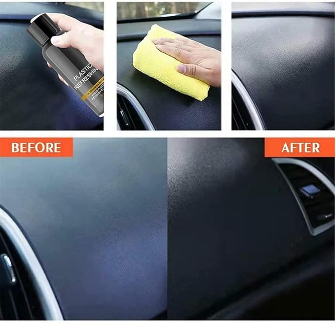 Plastic Cleaner & Restorer,Nano Plastic Refreshing Coating,Car Plastic Parts Retreading Agent,Car Plastic Restorer Prevents Drying Aging,Plastic Care for Cars,Truck,Motorcycle (50ml-2pcs)