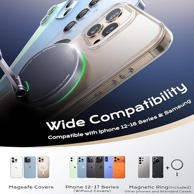 for MagSafe Car Mount Charger[15W Wireless Fast Charging], Car Vacuum Magnetic Phone Holder[120LBS Ultra Suction Cup & 3000gf Magnet ], Adjustable Suction Phone Mount for Your Car for iPhone 17-12