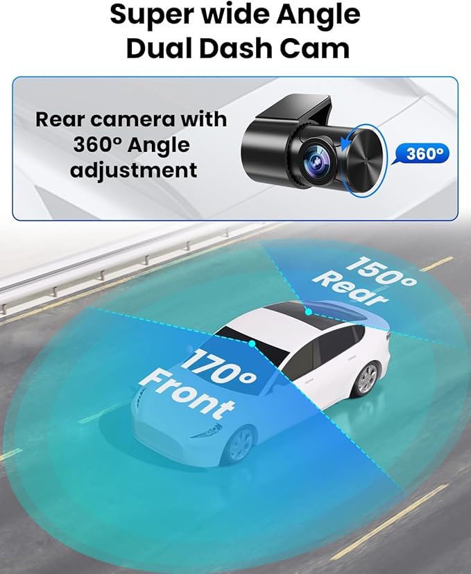 Dash Cam Front and Rear 4K/1080P, Dash Camera for Cars Build in WiFi, Full HD Dash Cam with APP Control, 3.94'' IPS Screen Dash Camera with 32GB SD Card, G-Sensor, Loop Recording (Dark Grey)