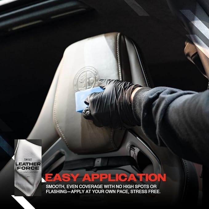 Tinybot Leather Force Ceramic Coating - Safe for All Types of Leather- Chemical & Stain Resistant, UV Protection -Ultimate Nano-Ceramic Protection & Hydrophobicity -Repels Liquids, Dirt & Grime-1.6 oz