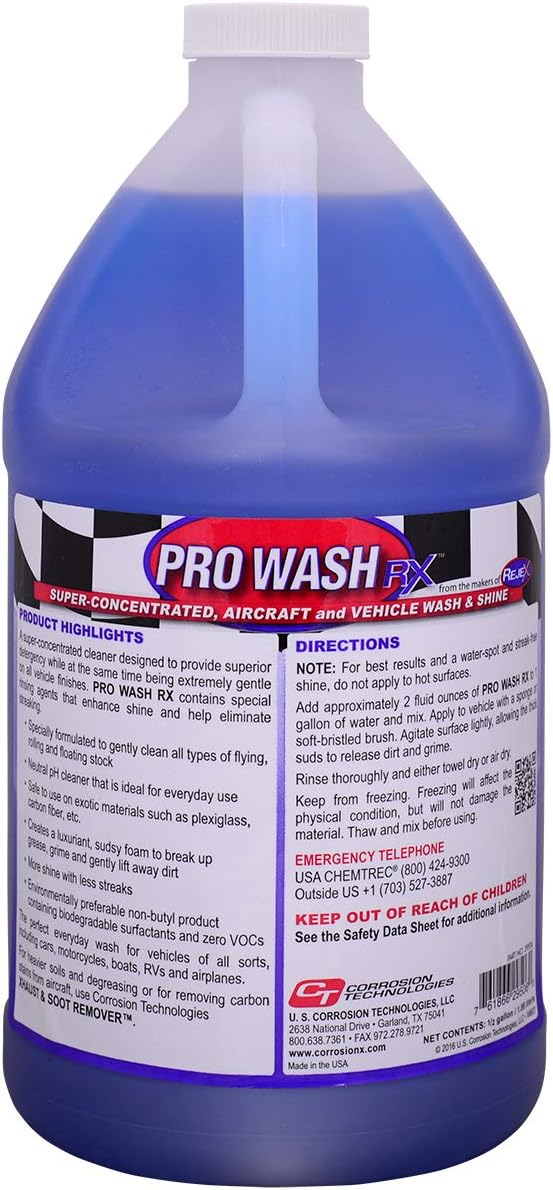Corrosion Technologies Pro Wash RX 29506 (1/2 gallon) – Wash and Shine Vehicle Shampoo | Enhances Shine | Eliminates Streaks | pH Neutral for Everyday Use | Breaks up Grease, Grime and Lifts Away Dirt