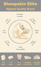 SHEEPSKIN ELITE Chamois Drying Cloth Car Drying Towel Real Leather Absorbent Drying Natural Chamois Car Wash Cloth Accessory (3.7-4.2 sq ft)