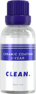 CLEAN. Ceramic Coating 3-Year – Ultra Durable High-Gloss Car Paint Protection, Extreme Hydrophobic, UV & Chemical Resistance, For Paint, Glass, Wheels, Trim, Matte Safe, 30ml Covers 2 Cars