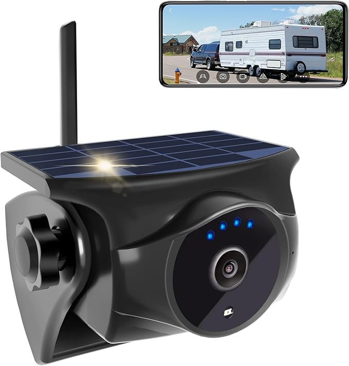 1080P Solar Wireless Backup Camera - Magnetic Hitch Rear Front Camera with Night Vision, 365-Day Standby, Waterproof, Rechargeable Battery for Horse Trailer RV Truck Car for Phone Pad Android