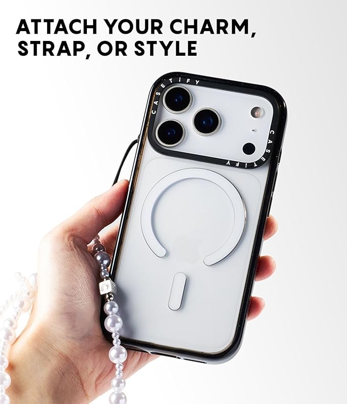 CASETiFY Impact iPhone 17 Case [Slim/Compatible with Magsafe / 8.2 ft. 4X Military Grade Drop Protection] - Lace Pattern - Clear Black