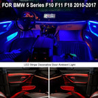 2 Colors Interior LED Stripe Decorative Door Ambient Light Blue and Orange for BMW 5 Series F10 F11 2010-2017 (Black)