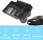 Wireless Car Charger with 10w Wireless and USB Qc3.0 Fast Charging for Tesla Model S/X (2017-2021) Center Console Charging Pad Mat Interior Accessories