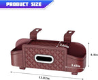 Car Headrest Backseat Organizer, Multifunctional Vehicle Seat Back Hanging Storage Box with Cup Holder and Hooks, Automotive Interior Headrest Storage Organizer, Universal Fit (Wine Red)