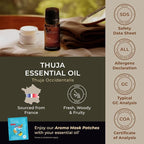 100% Pure Thuja Essential Oil - 0.34 Fl Oz - Thuja Oil for Hair, Skin, Diffuser, Aromatherapy & DIY Candle Making Scent