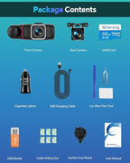 Dash Cam Front and Rear Inside 3 Channel, 1080P Dashcam with 64GB Card, Dash Camera for Cars with 24H Parking Monitor, Super Night Vision, Loop Recording, G-Sensor, WDR, 2.3" Screen for Taxi