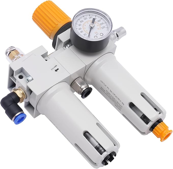 Tire Changer Machine Parts Air Pressor Oil Water Separator with Digital Tire Pressure Gauge Regulator Trap Filter Tire Changer Air Pressor Fit and Maximum Pressure of 145Psi