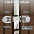 Brushed Nickel Door Knobs with Square Rosette, Interior Door Handles for Bath & Bed, Heavy Duty Door Knob with Lock