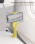 MiiKARE Airplane Travel Essentials Phone Holder, Universal Handsfree Phone Mount for Flying with 360 Degree Rotation, Accessory for Airplane, Travel Must Haves Phone Stand for Desk, Tray Table, Yellow