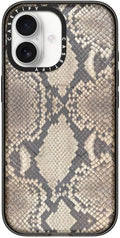 CASETiFY Impact iPhone 17 Case [Slim/Compatible with Magsafe / 8.2 ft. 4X Military Grade Drop Protection] - Brown Snake - Clear Black