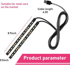 Car LED Strip Light, 24 LEDs RGB Neon Interior Atmosphere Lights, 12V Under Dash Ambient Night Light, USB Port Auto Interior Decorative Lamp, Universal Car Accessories (Ice Blue)