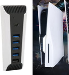 5 Port USB Hub for PS5, 5 in 1 High Speed USB Expansion Hub Charger Splitter Adapter with USB2.0 TypeC Ports for Console