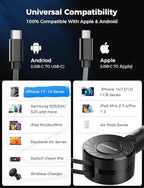 SUPERONE Retractable Car Charger, Small iPhone Car Charger Fast Charging, Car Phone Charger with USB C and Apple Cord, Car Charger Adapter Compatible with iPhone 17/16/15/14/13 Samsung Galaxy and More