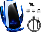 Ohleats Wireless Car Charger Mount, 15W Automotive Electric Wireless Charger Holder, Car Air Vent Mount Bracket Fast Charging for Most Smartphone, Universal Car Accessories (Blue)