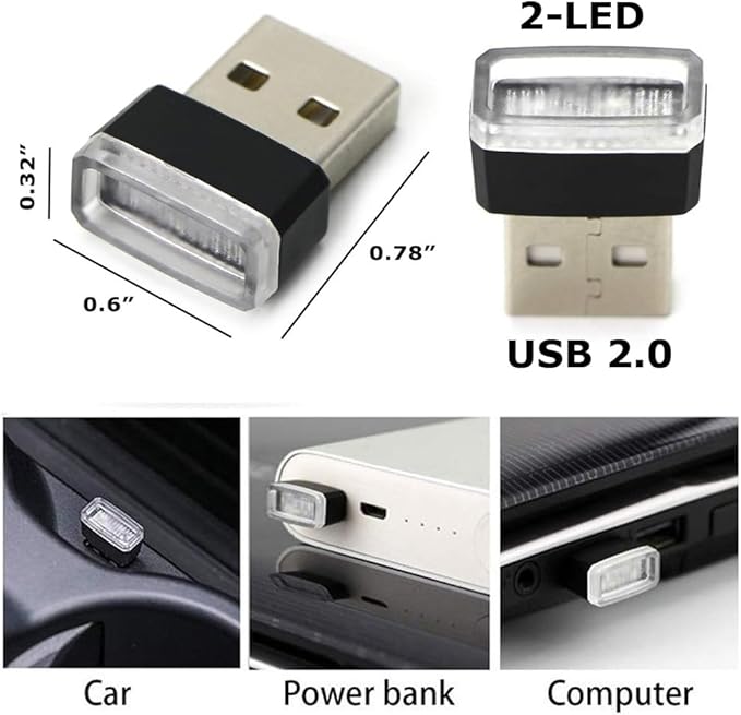 iJDMTOY Xenon White USB Plug-in Miniature/Nano LED Car Interior Ambient Accent Lighting Kit