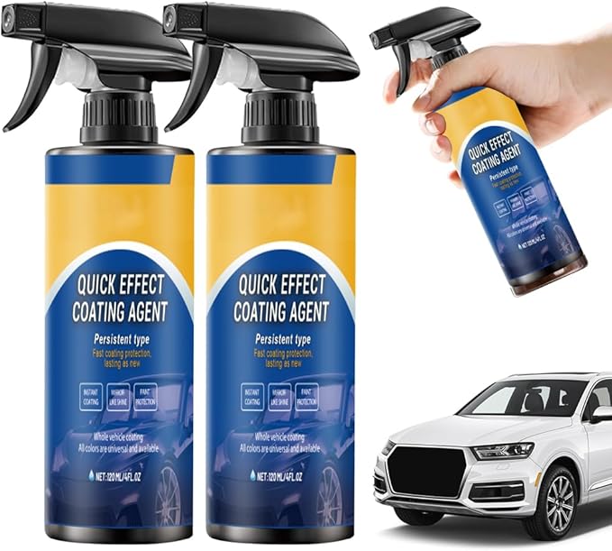 Car Coating Spray for Shine & Protection, 2026 Upgrade Advanced Car Quick-acting Coating Agent Spray, Quick Effect Coating Agent for Car, Waterless Wash Oil Film Emulsion Glass Cleaner (2Pcs)