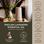 100% Pure English Lavender Essential Oil - 0.34 Fl Oz - English Lavender Oil for Hair, Skin, Diffuser, Aromatherapy & DIY Candle Making Scent
