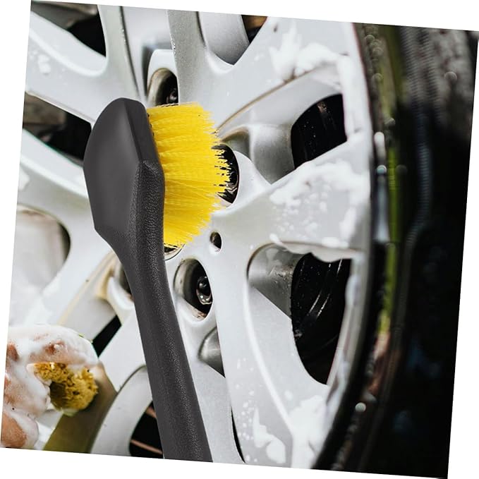2pc Long Handle Wheel Cleaning Brush Set for Car Detailing Tire Brush Hard Bristles for Rim and Tire Scrub