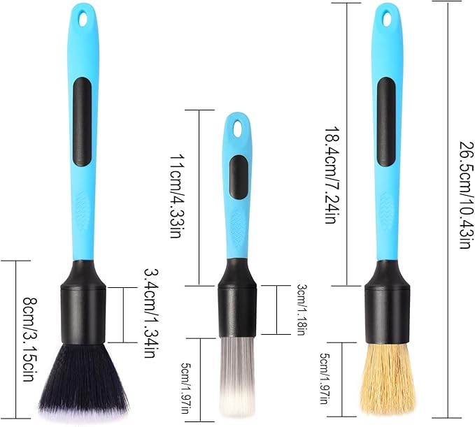 Car Detailing Brush Set, 6 Pack Soft Mixed Hair Auto Detail Brush Kit No Scratch for Automotive Elegant Surface Interior Exterior Dashboard Emblems Panels Engine Bay Wheels Air Vent Seat Leather