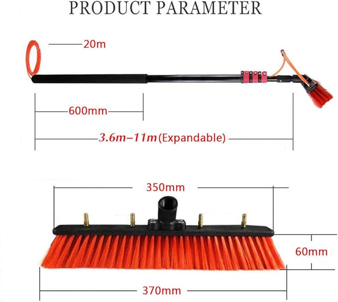 Washing Set Equipment Telescopic Extension Cleaning Pole, 3.6-11M Photovoltaic Panel Cleaning/Window Clean, Water Fed Telescopic Brush, Extension Pole Cleaning for Trucks,12FT/3.6M (18FT/5.4M)