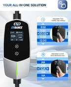 EVDANCE Level 2 EV Charger - Portable 32A EV Chargers NEMA 14-50 with 25ft Cable, Adjustable Current/Delay Charging for Electric Car Charger