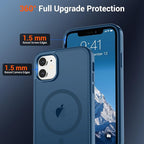 SUPFINE Magnetic for iPhone 11 Phone Case with Screen Protector (Compatible with MagSafe)(Military Grade Drop Protection) Translucent Matte Shockproof with Anti-Fingerprint Phone Case,Deep Blue