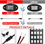 GSRECY RGB LED Rock Lights for Trucks, 8 Pods Rock Lights with App/Remote Control/Music Mode, Multilcolor Neon Underglow Wheel Well Light for ATV Pickup Off Road RZR UTV Golf Car Trailer Boat