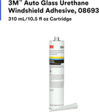 3M Auto Glass Urethane Windshield Adhesive, 08693, Medium Viscosity, High-Strength, Fast-Curing, 310 mL/10.5 fl oz Cartridge , Black