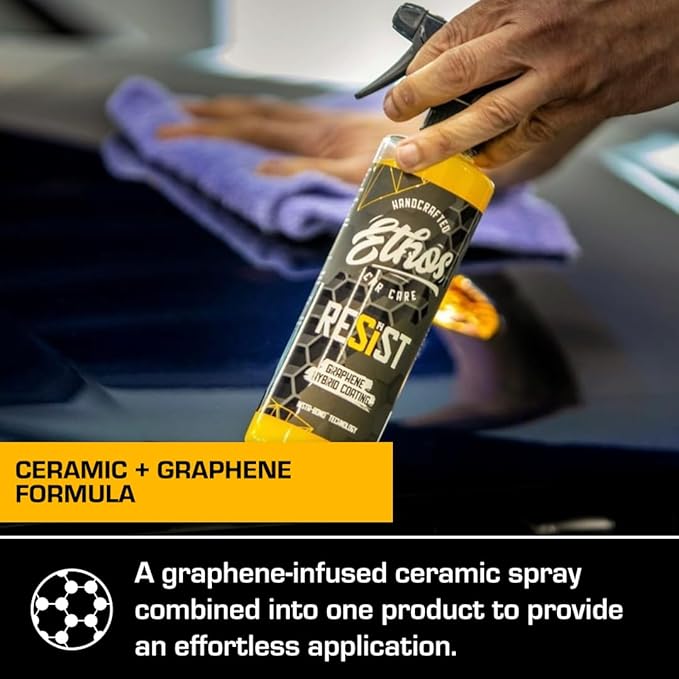 Ethos RESIST Graphene Spray Coating for Cars – Graphene Ceramic Coating Spray, Extreme Hydrophobic Protection, Gloss Enhancement, Ceramic Coating for Cars – 16oz