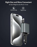 Retractable Car Charger, 4 in 1 Fast Charging 69W, Cigarette Lighter Adapter 2 Retractable iPhone Cables and USB Car Charger,Compatible with iPhone 14/13/12/11,Galaxy,Pixel