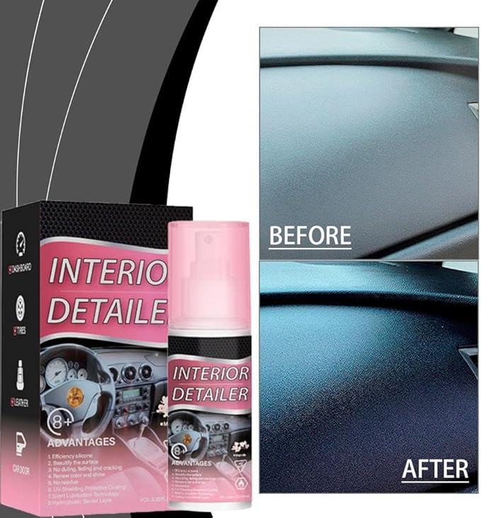Polishing Cleaner Car Interior, 2026 Upgrade Car Interior Cleaner Spray, All Purpose Cars Interior- Detailer Cleaning Kit with Sponge and Towel for Dashboards, Seats, Leather, Plastic, Non-Greasy