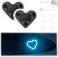 iFunyLED Car LED Interior Lights, Heart-Shaped Ambient Light for Windows, 5 Lighting Modes, Charging Through Type-c and Solar Energy, Car Decorations for Women Men, Pack of 2, (Ice Blue)