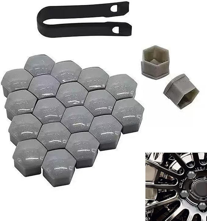 20 Pcs Wheel Nut Covers for Hyundai Palisade 2020 2021 2022 2023 2024, Hex Lug Nut Caps Waterproof Protective PP Plastic Auto Hub Screw Protector Accessories,Grey-17mm