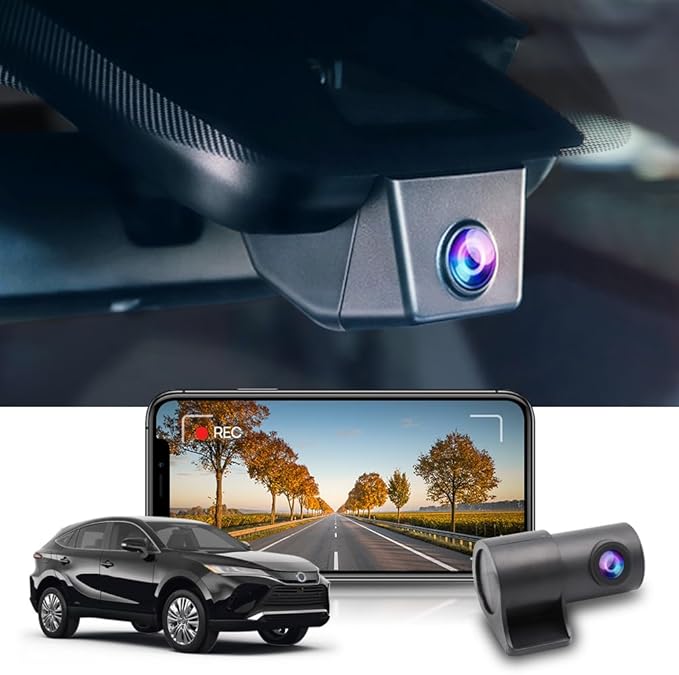 Fitcamx Front 2K+Rear 1080P Dash Cam Adapts for Toyota Venza 2021-2024 LE XLE Limited Nightshade Edition, OEM Style, Dual HD Video, WiFi & APP, Loop Recording, G-Sensor, Easy to Use, 64GB Card