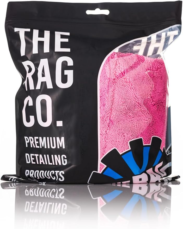 The Rag Company - The Liquid8r M22 Drying Towel - 70/30 Blend, Microfiber, High Absorbency, 20in x 20in - Pink
