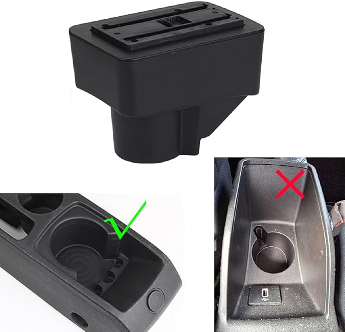AULPHIKE Compatible with Ford Fiesta Armrest 3 2011-2018 Car Center Console Organizer Armrests Double Layer Storage with USB Ports（Carbon Fiber Style）