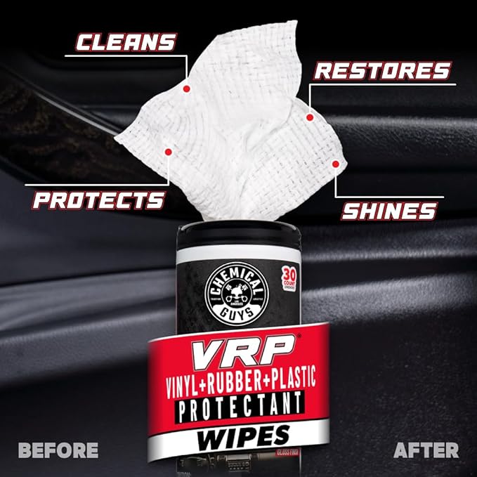 Chemical Guys Canister Wipes - VRP & Total Car Interior Cleaner & Protectant, Great for Cars, Trucks, SUVs, RVs, & More (60 Ct)