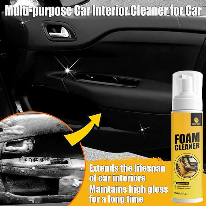 Foam Cleaner for Car, Multi-purpose Car Interior Cleaner for Car, Kitchen, Bathroom, Interior and House Lemon Flavor (100ml*2)